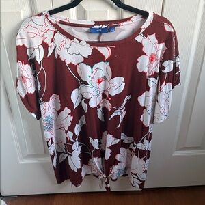 Apt. 9 Red and White Floral Blouse